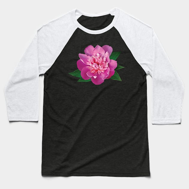 Small Pink Peony Baseball T-Shirt by SusanSavad